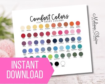 TShirt Color Chart, Comfort Colors Color Chart, Comfort Colors 1717 Color Chart, CC Unisex Color Chart, Shirt Mockup Color Chart