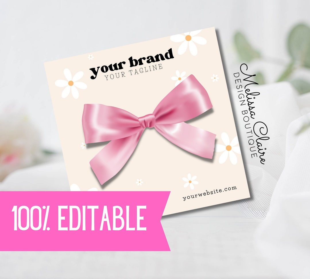 Card Bow Card Editable Template Headband Display Card Template