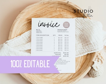 Editable Invoice Template, Custom Canva Invoice Form, Business Template, Order Form Template, Business Invoice, Order Form