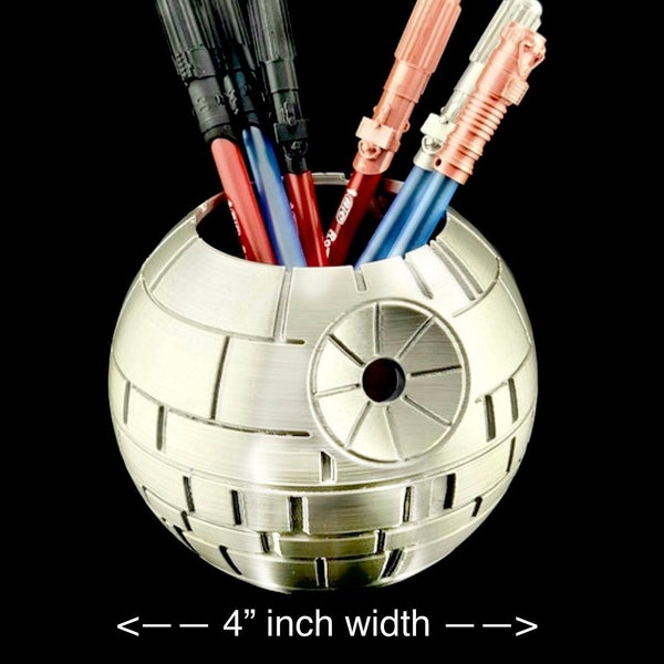 Death Star Pen Holder 2”-8”inch wide - Handmade High-Quality Tool Organizer for Star Wars Fans | DS-1 Orbital Battle Station lightsaber pen