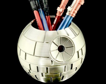 Death Star Pen Holder 2”-8”inch wide - Handmade High-Quality Tool Organizer for Star Wars Fans | DS-1 Orbital Battle Station lightsaber pen