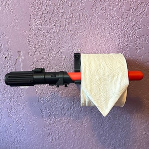 Lightsaber Toilet Paper Holder Darth Vader - Light Saber Hand Towel Holder - Tea Towel ladder - Light Saber Wall Mount - Nerd bathroom Gift