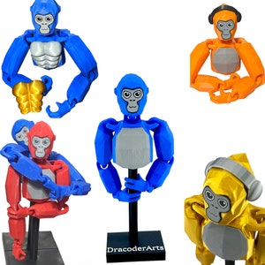 Flexy Gorilla Tag Fidget Toy 8" Inch Eight Inch - Optional Cake Topper Stand or Personalized Display - Poseable Monkey Tag Figurine