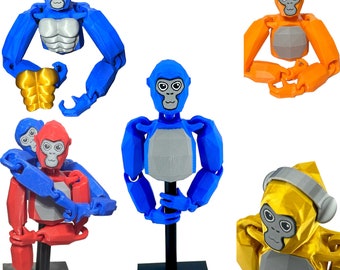 Flexy Gorilla Tag Fidget Toy 8" Inch Eight Inch - Optional Cake Topper Stand or Personalized Display - Poseable Monkey Tag Figurine