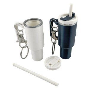 Tumbler ChapStick Holder Keychain with fidget straw and Screw Lid – Medicine storage - Gift ideas - Party Favors - Wedding Gifts - Stanley