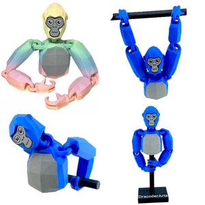 Flexy Gorilla Tag Fidget Toy 6” Inch -  read description for accessory options - Gtag Vr Game - Cake Topper Stand - Poseable Monkey Figure