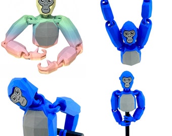 Mini Flexy Gorilla Tag Fidget Toy 6” - Free Shipping - Read Description - Cake Topper Stand, Personalized Display - Poseable Monkey Figure