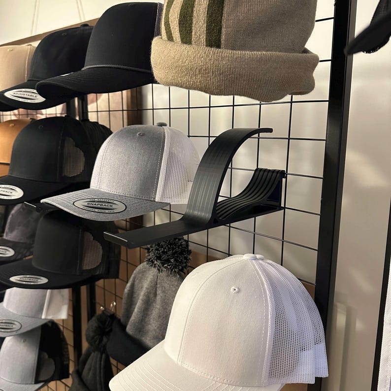 Multiple Hat Holder for Wire Racks 44mm Squares - Holds 2-3 Hats Each ...