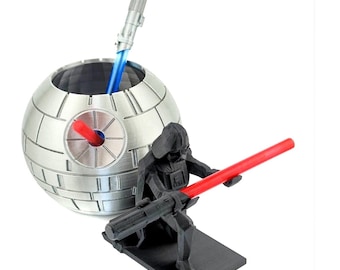 Darth Vader Pen Holder and Lightsaber Pen Set low poly Or High Detailed Versions - High-Quality Star Wars Office Accessory