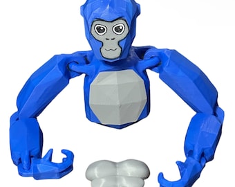 Mini Gorilla Tag Flexi Fidget Toy 6” - Version Rotatable Head - Optional Cake Topper Stand, Personalized Display - Poseable Monkey Tag