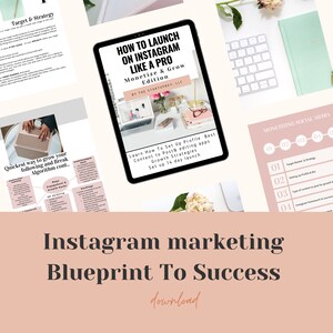 Könnte beinhalten: Ein rosa-weißer digitaler Marketing-Leitfaden mit dem Titel "Wie man auf Instagram wie ein Profi startet: Monetarisieren und wachsen lassen Edition" von The Startuprey, LLC. Der Leitfaden enthält Informationen zum Einrichten eines Profils, zum Erstellen von Inhalten und zum Wachsen Ihrer Follower. Der Leitfaden enthält auch einen 14-tägigen Startplan.