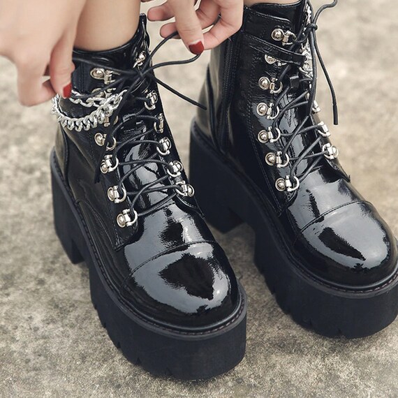 chunky platform biker boots