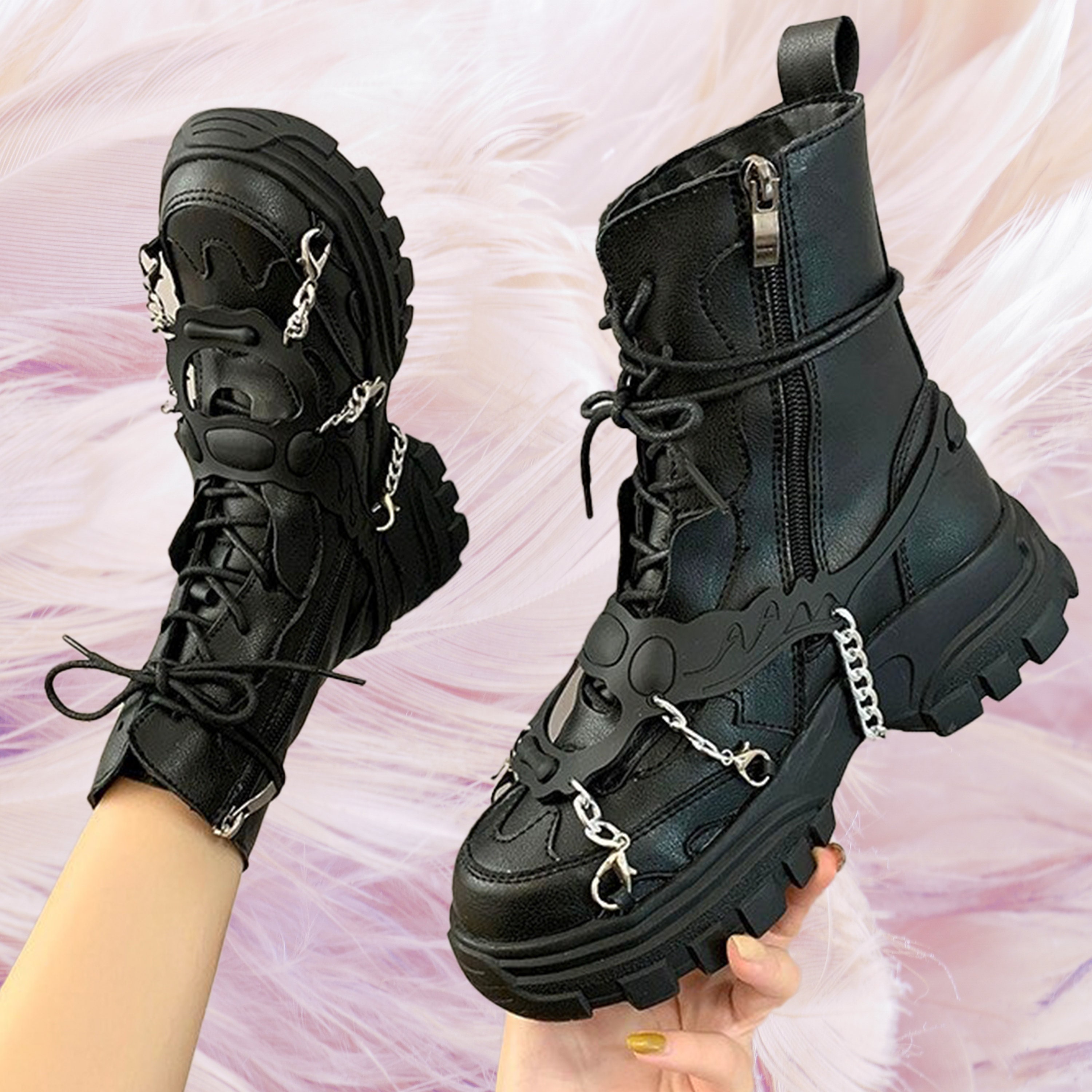 biker platform boots
