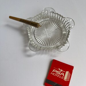 Vintage Glass Ashtray w/ 5-point holders