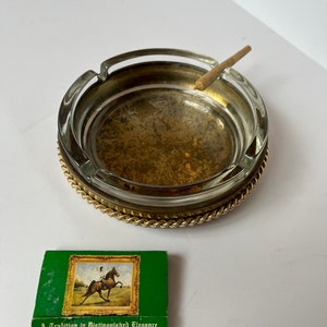 Vintage Two Piece Glass Ashtray with Holder