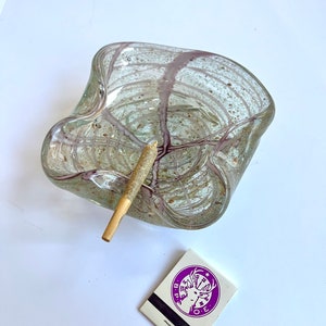 Purple Swirl Abstract Art-glass Glass Ashtray