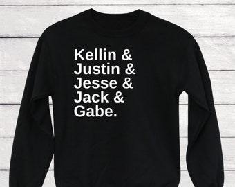 Sleeping with Sirens band members names | crew neck sweatshirt | Kellin Justin Jesse Jack Gabe | sweater shirt for Emo, Punk, Pop Punk style