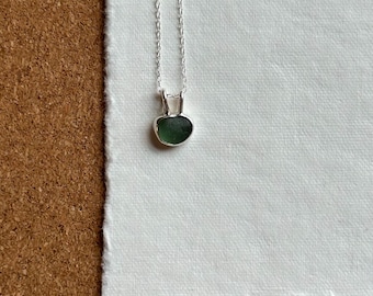 Sea glass necklace ~ chain & pendant - closed back bezel