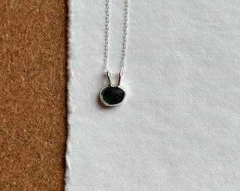 Sea glass necklace ~ chain & pendant - closed back bezel