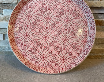 Moroccan Tiles - dinner plate in red