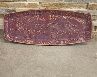 Floral Pattern Rectangular Plate