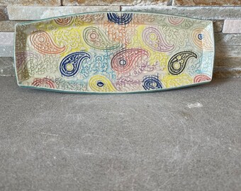Hand Painted Paisley RectangularPlate