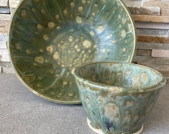 Chip and Dip Set - Green and Beige