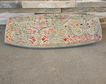 Hand Painted Retro Pattern sushi plate