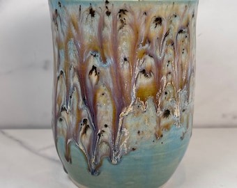 Galaxy Vase in tans and blues