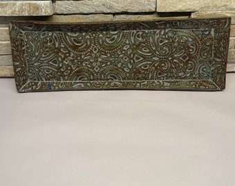 Textured Sushi Plate - in browns