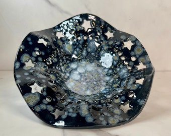 Starry Night Ruffled Rimmed Bowl