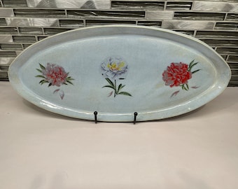 Peony Platter in blue - large