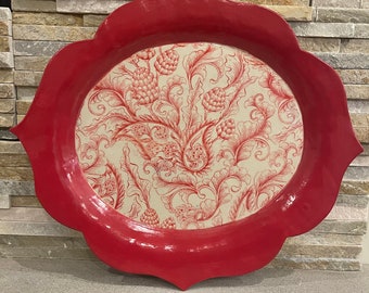 Venetian Paisley Platter in Red - Large