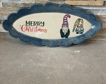 Merry Christmas Gnome Oval Platter