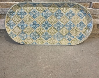 Hand-Painted Geometric Platter