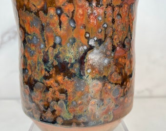 Soda Ash Galaxy Vase in hues of brown, red and blue