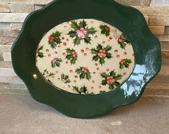 Holly Platter in green - medium