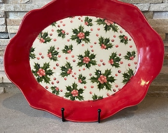 Holly Platter in Red - large