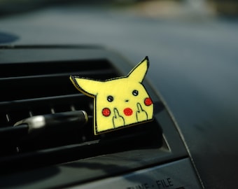 Pikachu Pocket Monster “Fingers Up” Car Vent Clip – Cute Anime Dashboard Accessory – Air Vent Charm for Cars, Trucks & SUVs – Gift for Fans