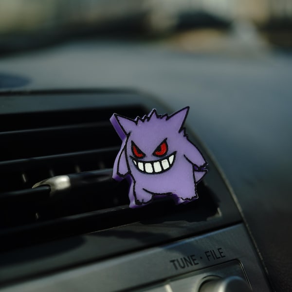Gengar Car Vent Clip – Ghost-Type Anime Car Accessory for Cars, Trucks & SUVs – Dashboard Decor – Fun Gift for Pocket Creature Fans