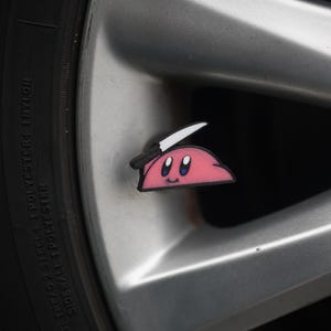Kirby with a Knife Tire Valve Caps - Set of 4