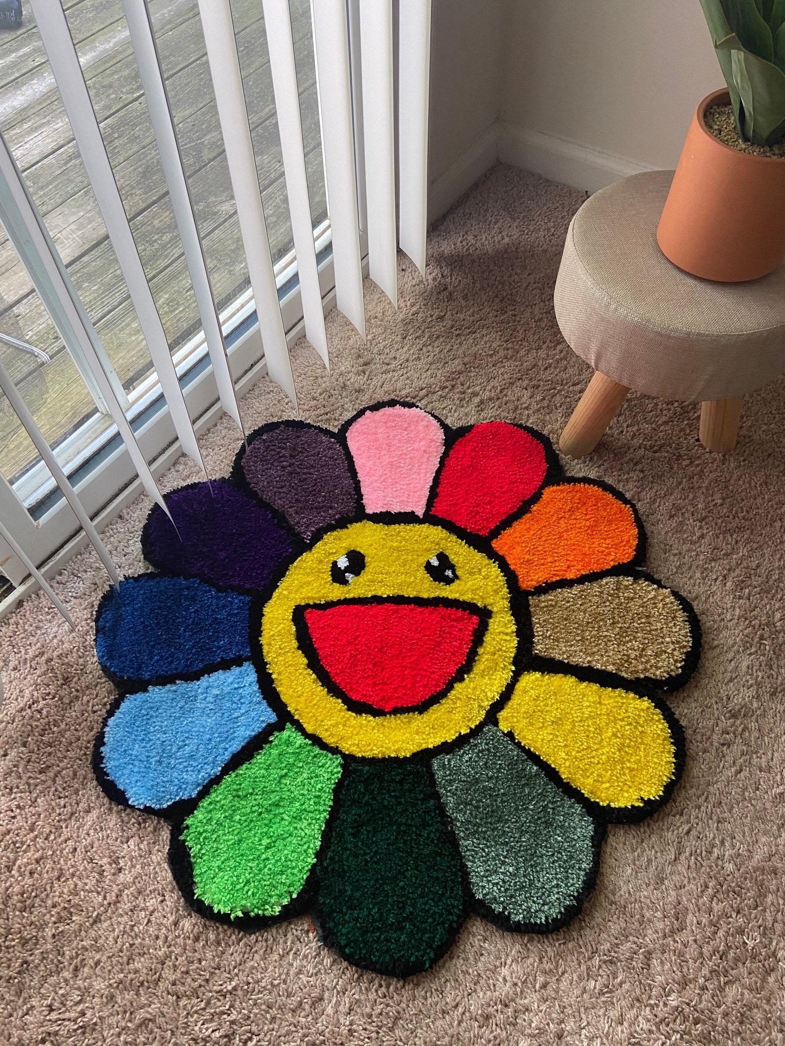 Murakami Flower Rug Custom Rug Hand Tufted Great for home Etsy