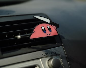 Kirby with Knife Car Vent Clip: Playful Auto Decor