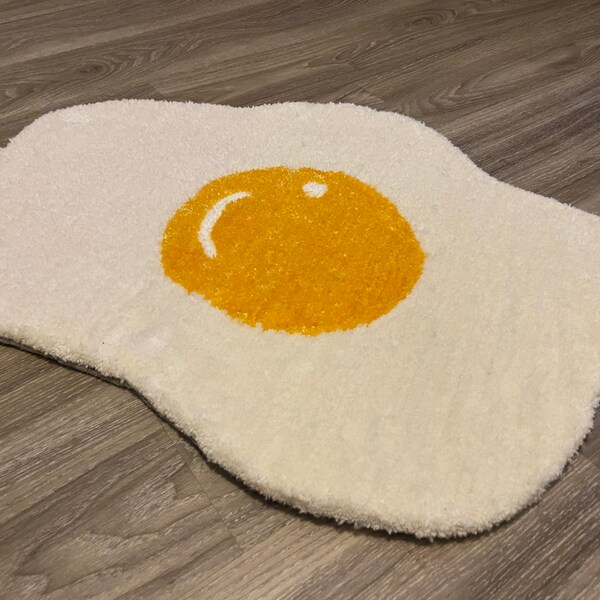 Hand Made Fried Egg Rug Sunny Side Up Hand made Great for office or Kids room