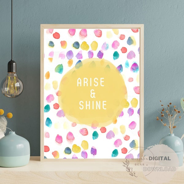 Isaiah 60:1 Arise Shine {Digital Download} Minimalist Modern Christian Wall Art, Bible Verse Poster, Water color