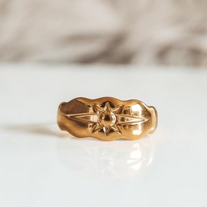 Sun Gold Ring, 18k Gold Plated Stainless Steel Ring, Statement Ring, Adjustable Ring, Minimalist Ring, Rising Sun Ring, Sun Signet Ring