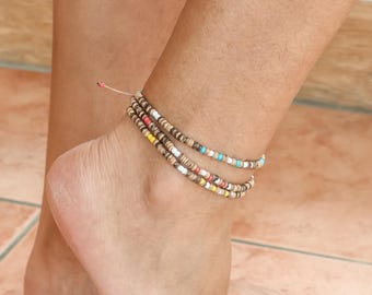 Tianyar Handmade Coconut Bead Anklet – Boho Beach Surf Style