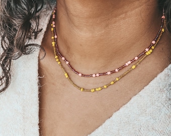 Berawa Seed Bead Choker, Multi Color Glass Bead Necklace