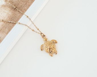 Turtle Pendant Gold Necklace: Ocean Inspired Jewelry by Bali Soul