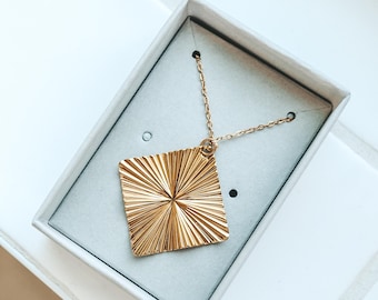 Rhombus Gold Necklace: 18k Plated Stainless Steel Charm
